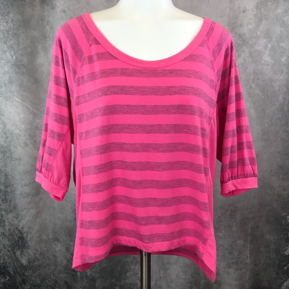 Graine Junior’s XL Hi-Low Top Pink Gray Stripes